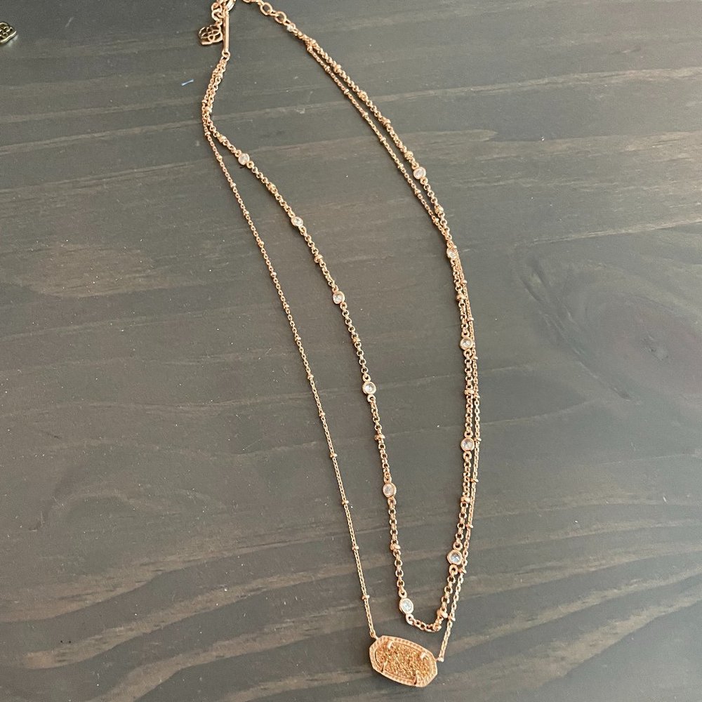 Elisa Rose Gold Multi Strand Necklace in Rose Gold